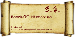 Baczkó Hieronima névjegykártya